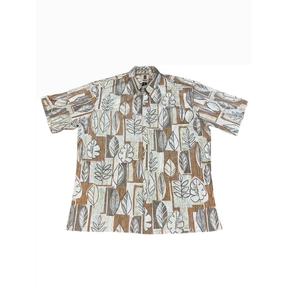Tori Richard Honolulu Mens XL Short Sleeve Button Down Shirt Tropical Leaf Print